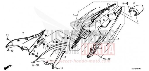 SEITENABDECKUNG/WINDLAUF, HINTEN CBR500RAF de 2015